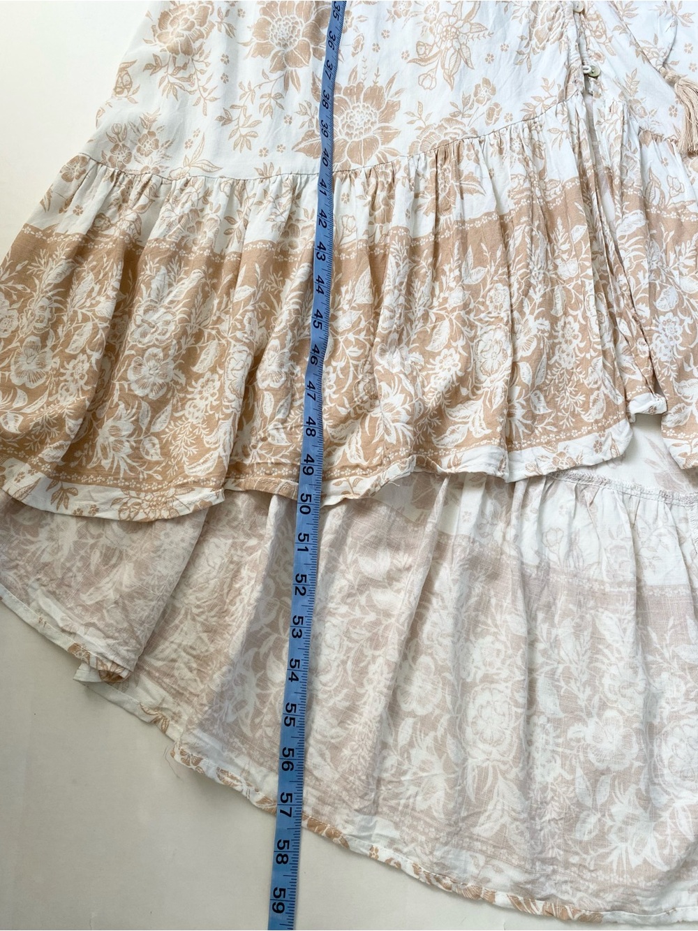 Petal & Pup Floret Floral High-Low Maxi Dress Cream Gold Tan Boho Size 12 - Picture 9 of 12
